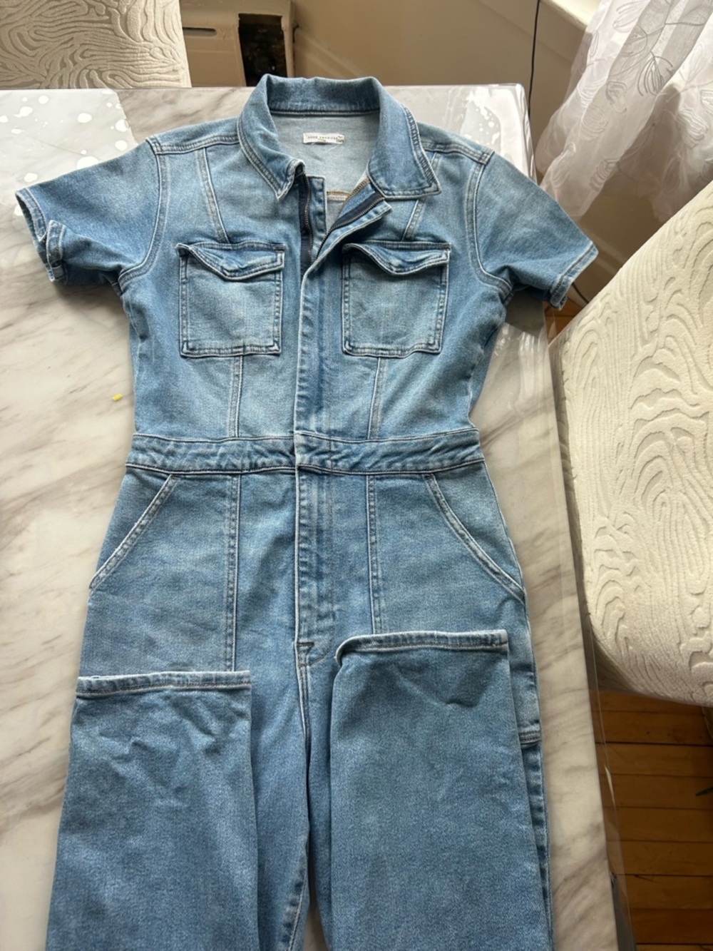 Good American Light Blue Denim Top